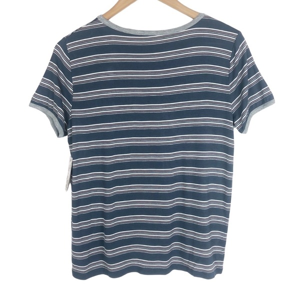 NWT Pink Republic Women's Blue Striped Crew Neck Short Sleeve T Shirt - Picture 13 of 16